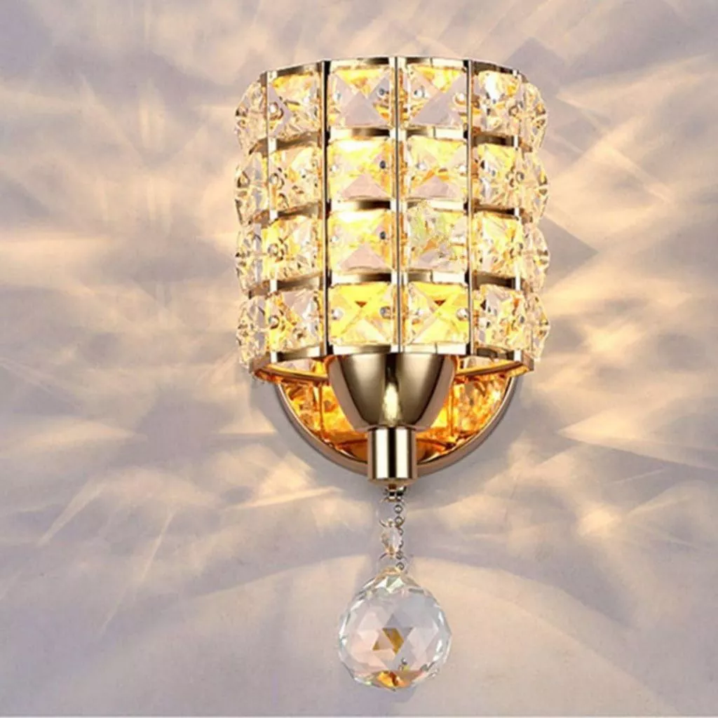 Kit com 2 Arandelas Decorativas de Cristal Luxo Dourado