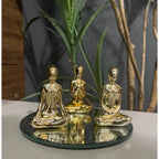 Kit com 3 Estatuetas Meditation Gold Collection